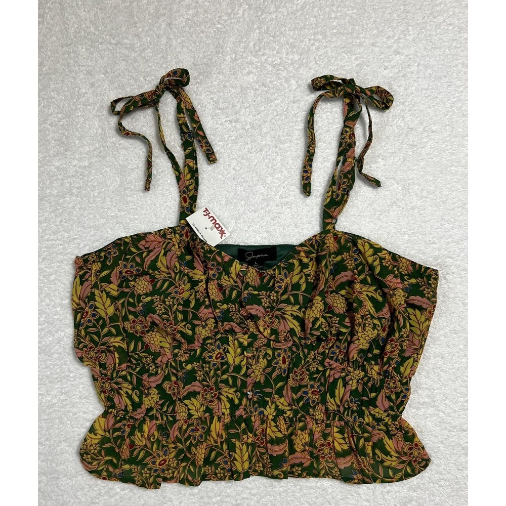 Japna Floral Crop Top Woman’s L Multi Romantic Festival Lined